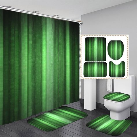 PRICES MAY VARY. 【Bathroom Set】The shower curtain is made of 100% polyester fabric, It is waterproof and durable, allowing the water to dry quickly. 3PCS Flannel Bathroom Blanket Set Soft and comfortable, it absorbs drips quickly and helps you keep your floors dry and clean. 【Bathroom Decor】This shower curtain set adds charm to the bathroom. Creative and unique patterns instantly refresh and warm your bathroom. The shower curtain set adopts high-definition pattern printing technology, rich in co Hunter Green Shower Curtain, Green Cloth Shower Curtain, Clear Green Shower Curtain, Emarld Green Shower Curtain, Green Retro Shower Curtain, Beach Shower Curtains, Shower Curtain Sizes, Green Mosaic, Striped Curtains