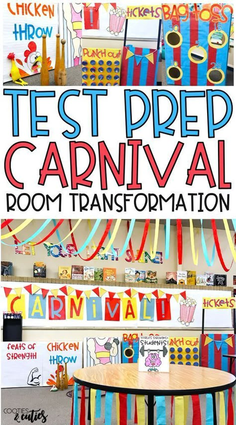 3rd Grade Test Prep, Carnival Classroom, Test Prep Fun, Prep Room, Circus Classroom, Testing Motivation, Staar Test, Classroom Transformation, Math Test Prep