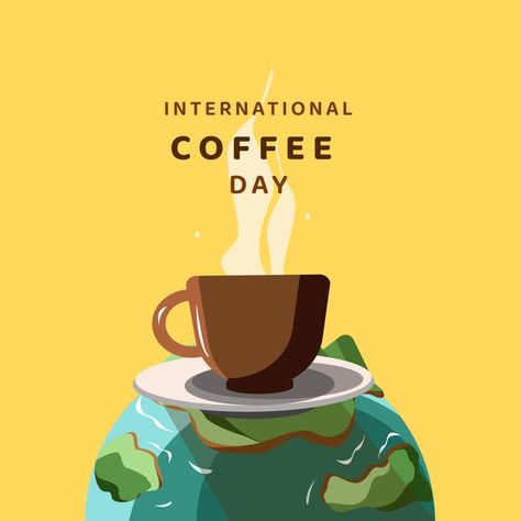 World Coffee Day, International Coffee Day, International Coffee, Coffee Day, Day Illustration, Illustration Vector, Premium Vector, Graphic Resources, Coffee