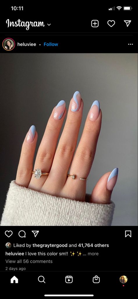 Cornflower Blue Nails, Futuristic Nails, Simple Prom Nails, Periwinkle Nails, Blue Wedding Nails, Blue Prom Nails, Oval Acrylic Nails, Sky Blue Nails, Hoco Nails