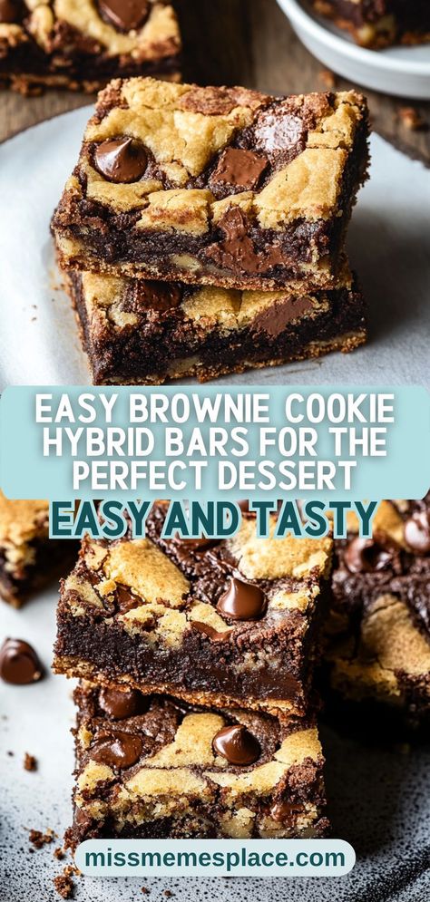 Craving something sweet? Look no further than these easy Brownie-Cookie Hybrid Bars! This delectable dessert combines the best elements of both brownies and cookies into one unique treat. With a simple swirling technique, you can create a visually stunning and mouthwatering dessert that is sure to impress. Perfect for sharing at parties or for indulging on your own, these bars are a delightful way to enjoy two classic treats in one bite. Get ready to savor every delicious moment! Cake Recipes Ideas, Brownies And Cookies, Delicious Chocolate Cake, Soft Cookies, Chocolate Cake Recipes, Tasty Chocolate Cake, Delicious Brownies, Soft Cookie, Fudgy Brownies