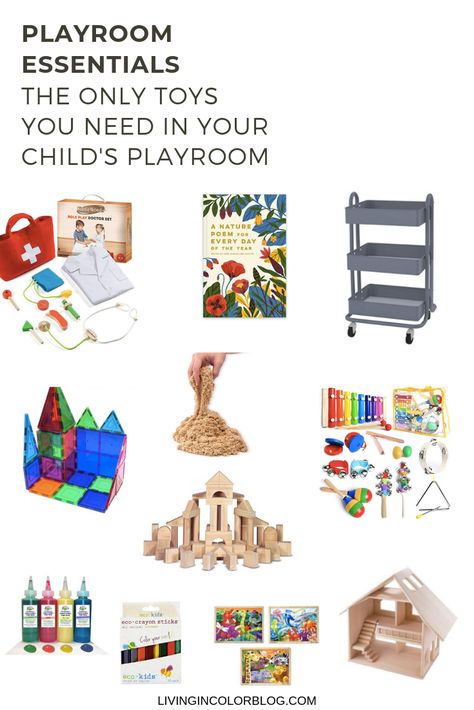 Playroom Must Have Toys, Must Have Toys For Home Daycare, Kids Play Target Store, Nursery Toys Pottery Barn Kids, Montessori Toy Rotation Categories, Playroom Essentials, Playroom Toys, Family Daycare, Nature Poem