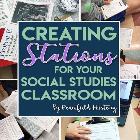 Social Studies Stations Middle School, Social Studies Stations, Social Studies Strategies, Secondary Social Studies, Historical Thinking Skills, Social Studies Centers, 7th Grade Social Studies, Ap Government, Research Station