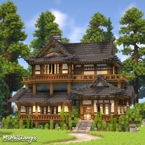 A Minecraft Japanese House with a full Interior! You can download this build on my Patreon, just follow the link! Japanese Mc House, Japanese Minecraft Builds, Minecraft Build House, Minecraft Japanese House, Minecraft Creator, Play Bakery, Minecraft Japanese, Rumah Minecraft Sederhana, Minecraft Structures