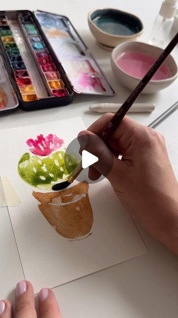 Anna Koliadych on Instagram: "Did you know a wax crayon can resist #watercolor ? Perfect for painting cacti—easy and fun 🌵🥰👌🏻🎨Why not give it a go? . #asmr #artist #artprocess #watercolortutorial #watercolortechnique #artinspiration" Resist Watercolor Painting, Wax Resist Watercolor, Crayon Resist Art, Wax Art, Wax Crayons, Wax Resist, Watercolour Tutorials, Process Art, Watercolor Techniques