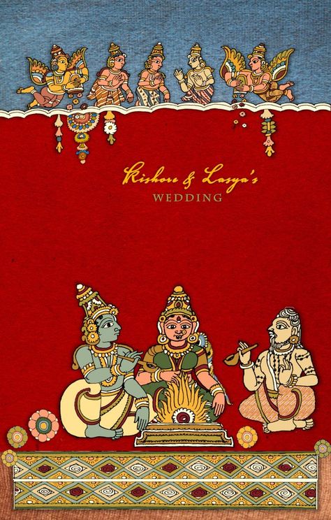 Madhubani Wedding Card, South Indian Wedding Invitation Cards, Art Deco Wedding Reception, Wedding Invitations Indian, Indian Invitation Cards, Indian Invitations, Wedding Card Design Indian, Hindu Wedding Invitations, Hindu Wedding Cards