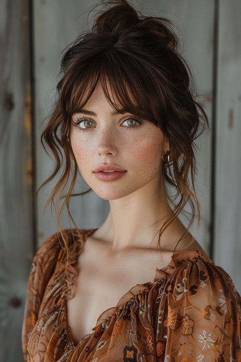 35 Fabulous Fringe Haircuts and styles That Will Transform Your Look Long Haircut With Fringe, Different Types Of Fringes, Wispy Front Bangs With Face Framing, Blond Fringe Dark Hair, Fringe Ideas For Long Hair, 70s Boho Hair, Square Face Bangs Fringes, Wedding Hair Fringe, Bangs Framing Face