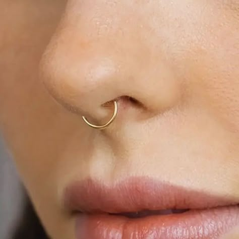 Gold faux hoop 3000 for both Different Nose Piercings, Gold Hoop Nose Ring, Small Septum Piercing, 14g Septum, Gold Septum Piercing, Silver Nose Piercing, Septum Gold, Gold Septum Ring, Nose Ring Gold