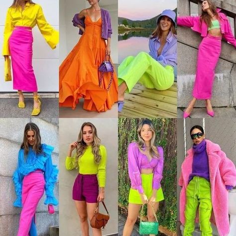 Ropa Color Neon, Bright Colored Outfits, Colour Combinations Fashion, Color Combos Outfit, Colorful Outfits, Color Blocking Outfits, Neon Outfits, Color Combinations For Clothes, Bright Colored