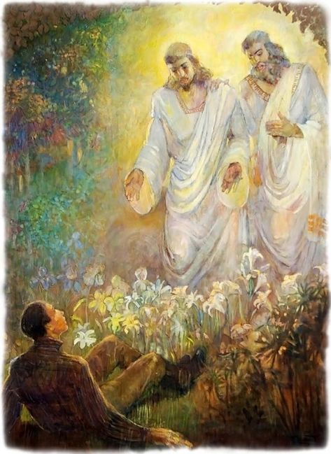 SOMETHING happened in 1820 . . . | Dan Peterson First Vision Art, Minerva Teichert, Beehive Art, Sacred Groves, Vision Art, Lds Art, Joseph Smith, A Course In Miracles, The Prophet