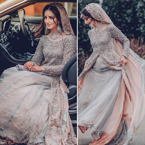 Beautiful Gray Lehenga, Lehenga Bride, Lehenga Pakistani, Walima Dress, Desi Wedding Dresses, Asian Bridal Dresses, Asian Wedding Dress, Desi Bride, Bridal Dresses Pakistan