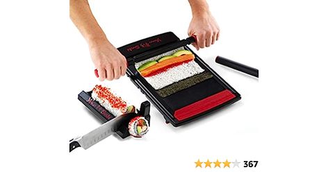 Amazon.com: Yomo Sushi Sushi Making Kit Sushi kit in 4 easy steps - DIY Sushi Maker Kit For Beginners - Non stick Sushi Mat - Complete Easy Sushi kit set with 8-10 piece Sushi-Cutter: Home & Kitchen Resep Sushi, Sushi Making Kit, Sushi Kit, Sushi Mat, Sushi Making, Easy Sushi, Diy Sushi, Sushi Maker, Homemade Sushi