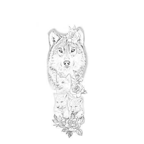 Wolf Family Tattoos For Women, Wolf Family Tattoo Design, Wolf And Cubs Tattoo Mothers, Wolf And Pup Tattoo For Women, Wolf With Pups Tattoo, Mom Wolf And Baby Wolf Tattoo, Mother Wolf And Pups Tattoo, Wolf And Pups Tattoo, Mama Wolf And Cubs Tattoo