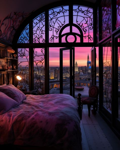 Quiet Maximalism, Dark Academia Maximalist Decor, Dark Maximalism Bedrooms, Dark Pink Bedroom Aesthetic, Aesthetic Maximalist Bedroom, Penthouse Apartment Bedroom, Maximalism Bedrooms, Pink Bedroom Maximalist, Moody Maximalist Decor