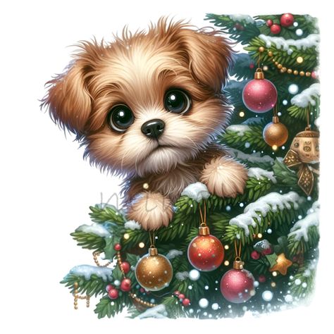 Cute Puppy Dog with Santa Hat in Christmas Tree Garland Kids illustration clipart https://www.etsy.com/shop/SVGvectorStore?ref=seller-platform-mcnav&search_query=dog https://www.etsy.com/shop/SVGvectorStore?ref=seller-platform-mcnav&search_query=Christmas+lights This drawing is not an SVG and cannot be cut. This drawing (watercolor) have a transparent background. This is a digital product. No physical item will be shipped. This listing is for a digital file(s) to be downloaded from your Etsy acc Christmas Cute Art, Christmas Dog Drawing, Christmas Gourds, Christmas Puppies, Domino Jewelry, Santa Clipart, Puppy Clipart, Puppy Christmas, Kids Illustration