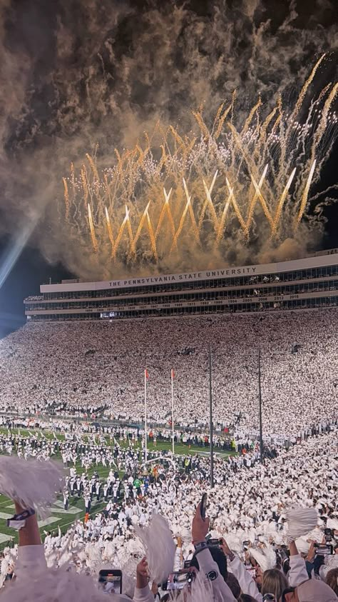 U Penn Aesthetic, Psu Aesthetic, Football College, College Sports Aesthetic, Colleges Aesthetic, Penn University, Whiteout Game, Sec College Aesthetic, College Acceptance Aesthetic