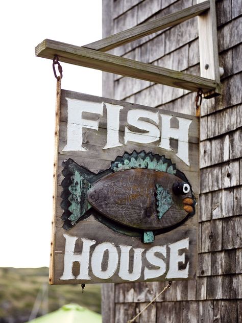 Fish Shop Design, Fish House Ideas, Fish Camp House, Fish Shack, Price Board, Fish Sign, Maine Islands, Monhegan Island, Fishing Shack