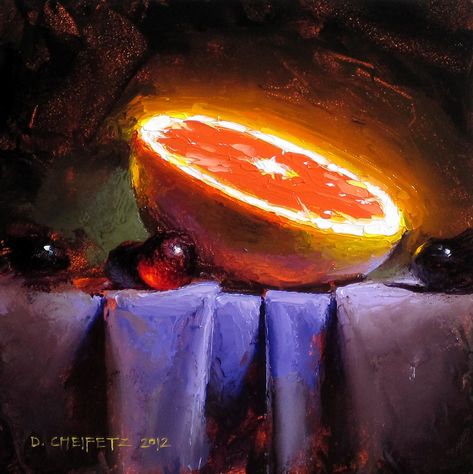 Grapefruit by David Cheifetz Oil ~ 5 x 5 Academic Art, Still Life Fruit, Still Life Photos, Fruit Painting, 수채화 그림, Realistic Paintings, Paintings I Love, Painting Still Life, Still Life Art