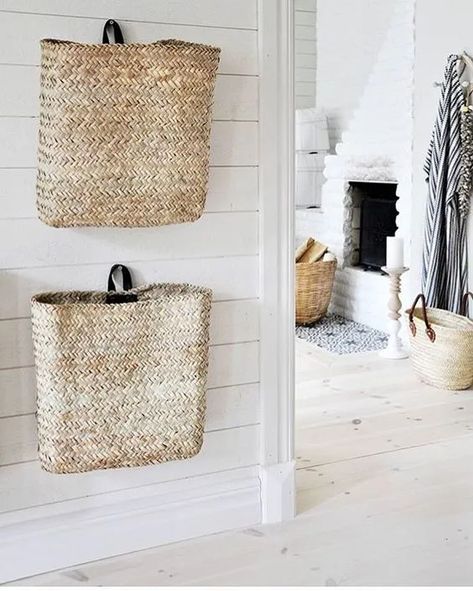 Basket Wall Decor Baskets On Wall For Storage, Shopping Bag Storage, Basket Wall Decor, Wall Storage, Hanging Storage, Baskets On Wall, My New Room, Hanging Baskets, Storage Baskets