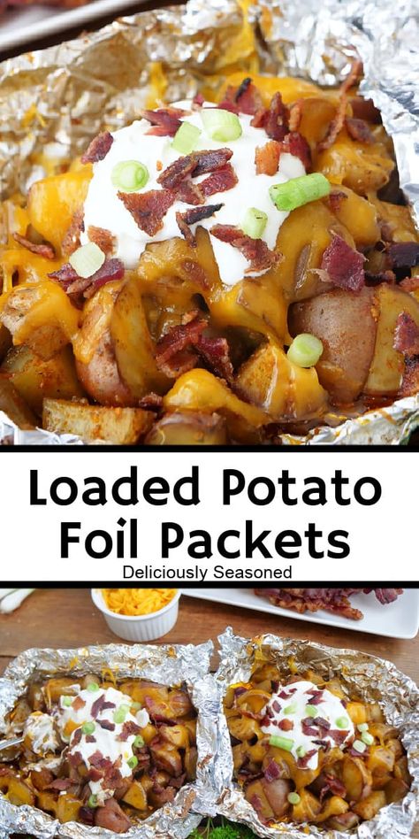 Potato Foil Packets, Hobo Dinner Recipes, Foil Potatoes On Grill, Foil Potatoes, Grilled Foil Packets, Foil Packet Potatoes, Creamy Potatoes, Foil Pack Dinners, Foil Packet Dinners