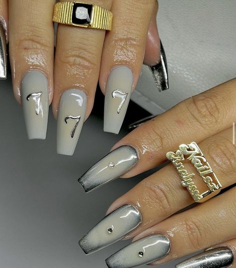 Nails By Analysse, 777 Nails Design, Angel Number Acrylic Nails, Number Nails Design, 777 Nails, Angel Number Nails, Number Nails, 777 Angel Number, Nail Fashion