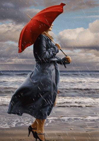 via GIFER Winter Gif, Paul Kelly, Umbrella Art, Red Umbrella, Under My Umbrella, Singing In The Rain, Dancing In The Rain, Canadian Artists, Big Canvas