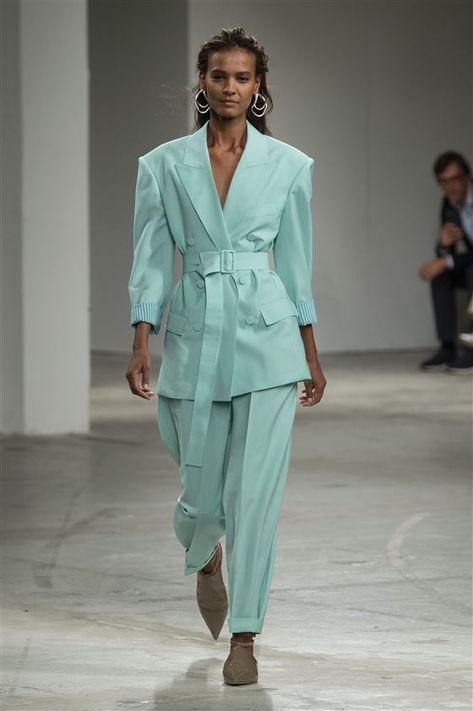 Agnona, Milan FW, SS20, women's fashion, blue suit, tailored suit, pastels, runway Pastel Runway, Milan Fashion Week Spring 2020, Textures Fashion, Indian Fashion Trends, Fashion Week Spring 2020, Tailored Suit, Woman Suit Fashion, Milan Fashion Weeks, Korean Girl Fashion