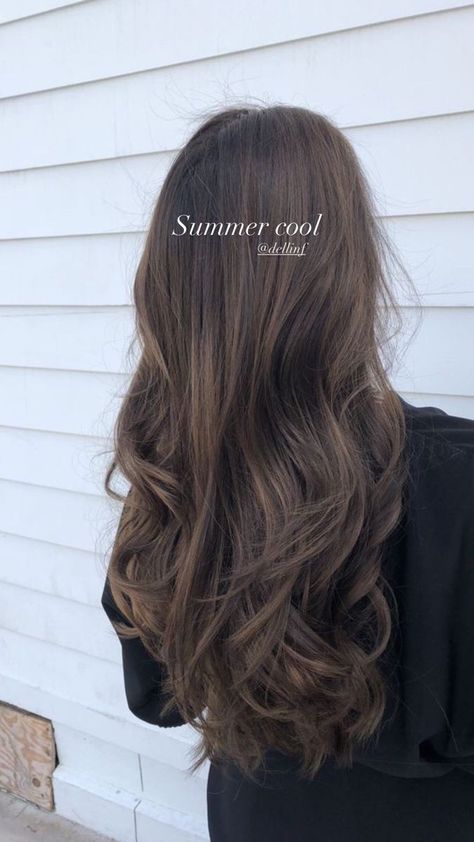 Cool Tone Low Lights For Brown Hair, Dark Brown Glossy Hair, Cool Tones Brown Hair, Brushlight Hair Brown, Dyed Asian Hair, Ash Brown Lowlights, Asian Dyed Hair, Cool Tone Brunette, Cool Toned Brown Hair