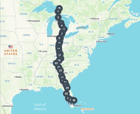 From the Canadian border to the edge of Miami - Road Trip I75 Disney Trip Planning Budget, Florida Road Trip, Tennessee Road Trip, Travel Key West, Michigan Road Trip, Road Trip Map, Sault Ste Marie, Travel 2024, Road Trip Places