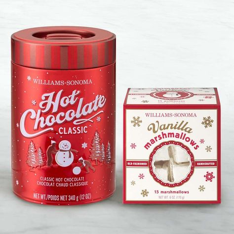 Pin for Later: 29 Gifts For the Chocoholic Williams-Sonoma Classic Hot Chocolate & Vanilla Marshmallows Set ($36) Williams-Sonoma Classic Hot Chocolate & Vanilla Marshmallows Set ($36) Hot Chocolate Set, Chocolate Box Packaging, Gourmet Hot Chocolate, Classic Hot Chocolate, Christmas Food Treats, Vanilla Marshmallows, Hot Chocolate Gifts, Christmas Hot Chocolate, Bakery Packaging