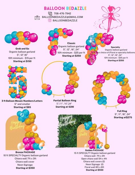 Balloon Arch Prices, Party Balloons Diy, Party Planning Business, Balloon Template, Balloon Prices, Balloon Garland Diy, Simple Birthday Decorations, Birthday Balloon Decorations, Diy Birthday Decorations