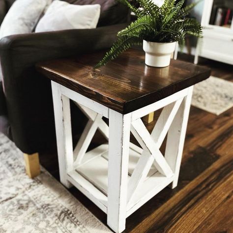 𝐇𝐚𝐥𝐟-𝐚𝐬𝐬𝐞𝐝 𝐑𝐮𝐬𝐭𝐢𝐜 𝐖𝐨𝐨𝐝𝐰𝐨𝐫𝐤𝐢𝐧𝐠 on Instagram: "Here's a set of farmhouse tables that are off in the world being loved by their owners. Two end tables and a TV stand. I can imagine the end tables being covered in drinks and snacks while a murder documentary blares in high definition. America. Oh, I also make a matching coffee table or anything else you can dream up. Just ask. #woodworking #woodworker #customfurniture #furniture #farmhouse #rustic" Farmhouse End Table, Farmhouse End Tables, Rustic Woodworking, Farmhouse Side Table, Farmhouse Tables, Farmhouse Interior, January 3, Home Diy Projects, Farmhouse Rustic