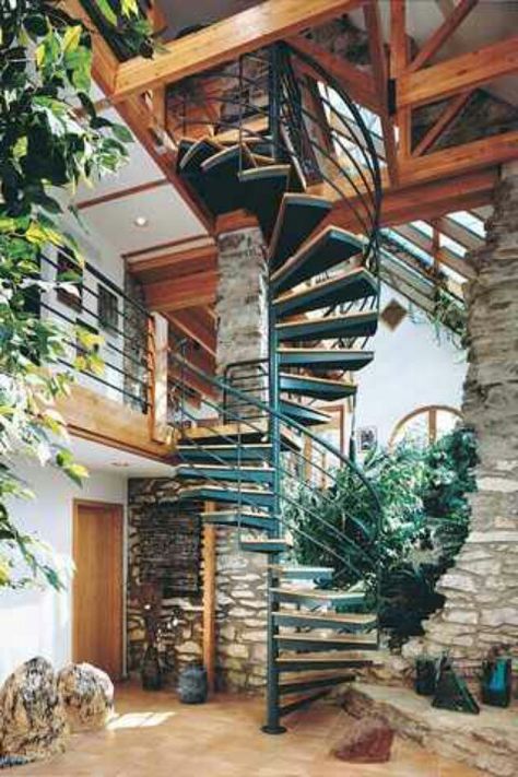 Three floor spiral staircase! Perfect Spiral Staircase Outdoor, Spiral Staircase Kits, Custom Staircase, Spiral Stairs Design, Staircase Outdoor, Spiral Staircases, Floating Stairs, Painted Stairs, Outdoor Stairs