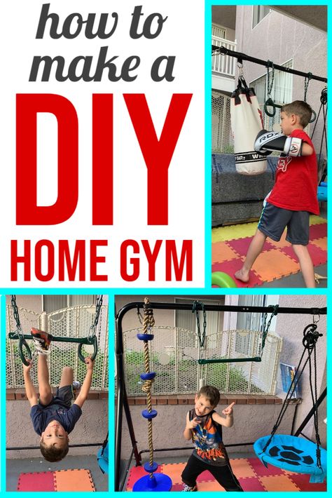 Garage Gym Playroom, Garage Sensory Gym, Diy Sensory Gym At Home, Diy Indoor Jungle Gym, Diy Indoor Kids Gym, Diy Sensory Gym, Monkey Bars In Bedroom, Diy Indoor Jungle Gym For Kids, Diy Indoor Monkey Bars