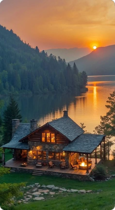 Lakefront Cabin, Dream Life House, Cabins And Cottages, Cabin Life, A Cabin, Mountain Cabin, Cabin In The Woods, Dream House Exterior, Alam Yang Indah