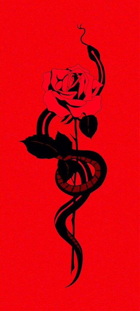 Snake And Rose Wallpaper, Edgy Red Aesthetic Wallpaper, Red Snake Wallpaper, Red Snake Aesthetic, Snake Wallpaper Aesthetic, Edgy Red Aesthetic, Red And Black Snake, Konosuba Wallpaper, Watermark Ideas