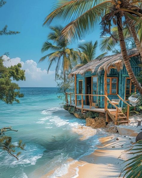 Caribbean Style Homes, Beach House Aesthetic, Tropical Beach Houses, Caribbean Style, Dream Life House, Life Vision Board, House Illustration, Beach Bungalows, Tropical Houses