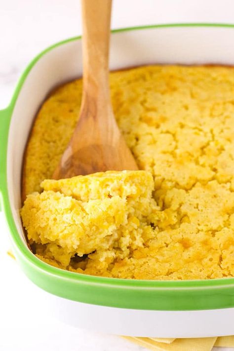 This creamy Cornbread Casserole is a sweet and savory side dish that you won't be able to resist! It's super easy to make and perfect for the holidays. #cornbreadcasserole #cornbread #jiffy #bestcornbread #homemade #thanksgiving #christmas Creamy Cornbread, Lemon Butter Chicken Recipe, Creamy Corn Bread, Easy Cornbread Recipe, Best Cornbread Recipe, Cornbread Casserole Recipe, Cornbread Recipe Sweet, Cornbread Easy, Chelsea's Messy Apron