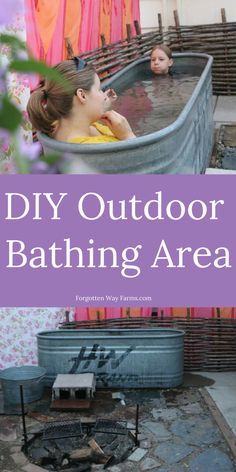 DIY OUTDOOR BATHING AREA: What a great idea! I love this blog and their other tutorials. So many fun ideas! Outdoor Bathtub, Outdoor Tub, Outdoor Baths, Outdoor Bath, Outdoor Bathrooms, Homestead Survival, Off Grid Living, Outdoor Shower, Decorating Blogs