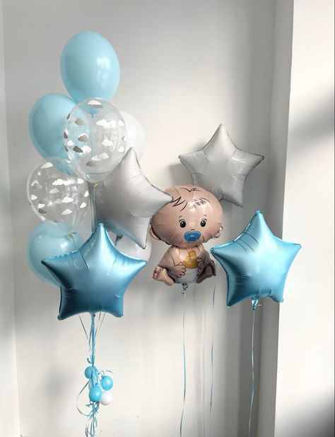 Newborn Balloons, Newborn Baby Welcome Decoration, Chocolate Favors Baby, Homecoming Decorations, Baby Homecoming, Baby Boy Balloons, Baby Boy Decorations, Newborn Room, Baby Boy Themes