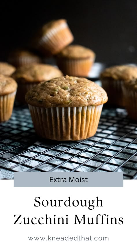 These extra moist sourdough zucchini muffins are packed full of delicious fresh zucchini, sourdough discard, and cozy spices. Zucchini Sourdough Discard, Sour Dough Zucchini Muffins, Sourdough Muffins Healthy, Sourdough Discard Zucchini Muffins, Sourdough Zucchini Recipes, Sourdough Zucchini Muffins, Sourdough Discard Recipes Muffins, Sourdough Muffins Recipe, Sourdough Zucchini Bread