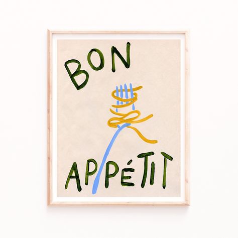 Kitchen Wall Art, Bon Appetit, Pasta Poster, Poster Print Watercolour Kitchen Art, Bon Appetit Poster, Fun Kitchen Art, Pasta Wall Art, Kitchen Art Print, Kitchen Wall Art Ideas Modern, Kitchen Artwork Painting, Kitchen Paintings Art Wall Decor, Kitchen Artwork Ideas