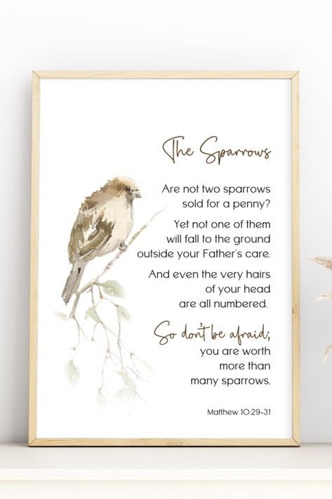 Bible Verse Birds, Bible Verse About Sparrows, You Are Worth More Than Many Sparrows, Sparrow Bible Verse, Worth More Than Many Sparrows, Watercolor Birds Tutorial, Christian Watercolor, Watercolor Wall Decor, Album Designs