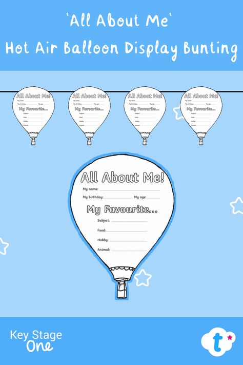 Hot Air Balloon Display, Information About Yourself, Gifted Students, Balloon Template, Elementary School Art, Icebreaker Activities, Balloon Display, Balloon Shapes, All About Me