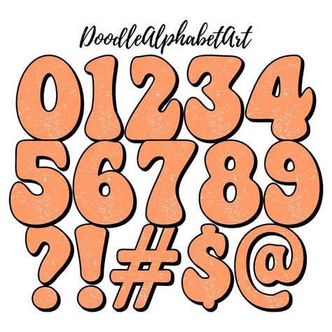 Cute Number Fonts Design, Groovy Number Font, Fonts For Lettering, Cute Fonts Numbers, Retro Number Font, Scooby Doo Font Alphabet, Groovy Numbers, Retro Numbers, Cute Number Fonts