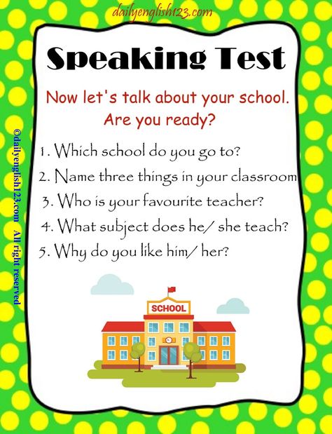 Speaking tests (11 pages). Free... - Worksheets for kids Easy Brain Teasers, English Speaking For Kids, Easy English Conversation, English Conversation For Kids, Speaking Activities English, Test For Kids, Writing Test, English Speaking Skills, English Activities For Kids