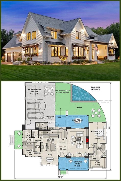 Farmhouse Floor Plans 2 Story, Door Floor Plan, Upstairs Game Room, 5 Bedroom House Plans, Floor Plans 2 Story, Farmhouse Floor Plans, Farmhouse Flooring, Modern Farmhouse Living, Floor Plan Layout