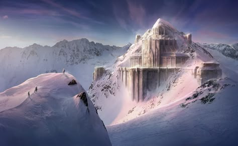 ArtStation - The Lord of The Rings: War In The North concept art, Ilya Nazarov Dwarven City, Mountain City, Location Inspiration, Snowy Mountain, 다크 판타지, Fantasy City, Fantasy Castle, Fantasy Setting, Fantasy Places