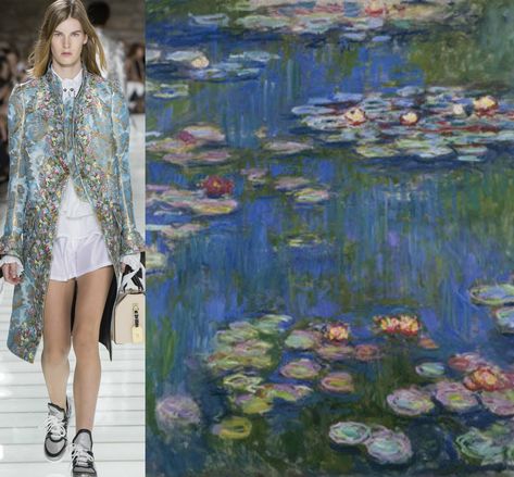 Louis Vuitton - Claude Monet Monet Inspired Fashion, Claude Monet Inspired Fashion, Impressionism Fashion, Art Classic Paintings, Famous Artists Paintings, Art Passion, Image Consulting, Claude Monet Paintings, 2018 Runway