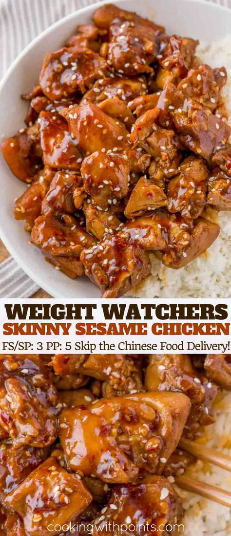 Weight Watchers Meal Plans, Weight Watchers Recipes Desserts, Weight Watchers Smart Points, Weight Watchers Chicken, Weight Watcher Dinners, Resep Diet, Sesame Chicken, Weight Watchers Diet, No Calorie Foods